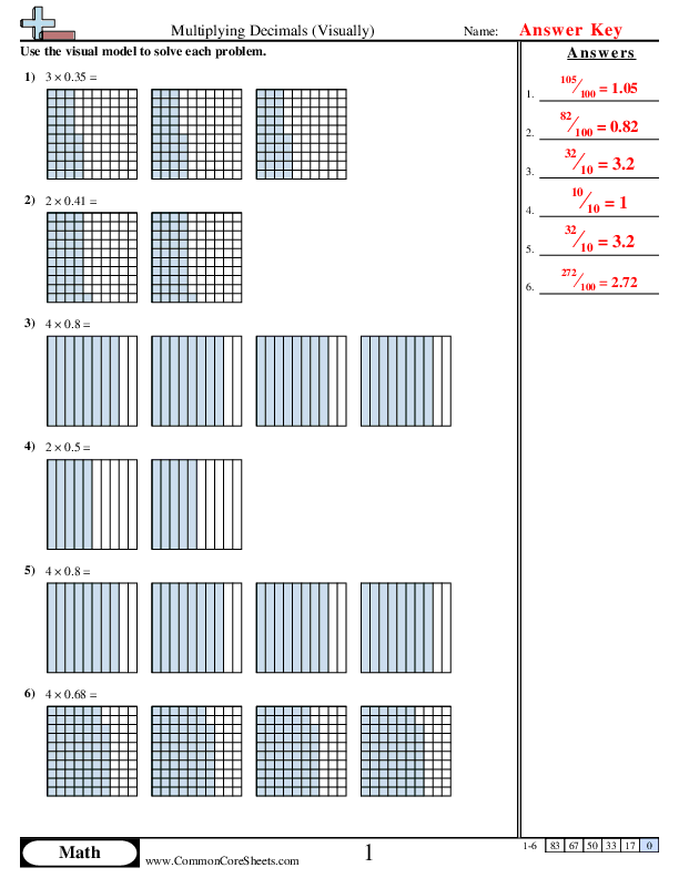  - Multiplying Decimals (Visually) worksheet